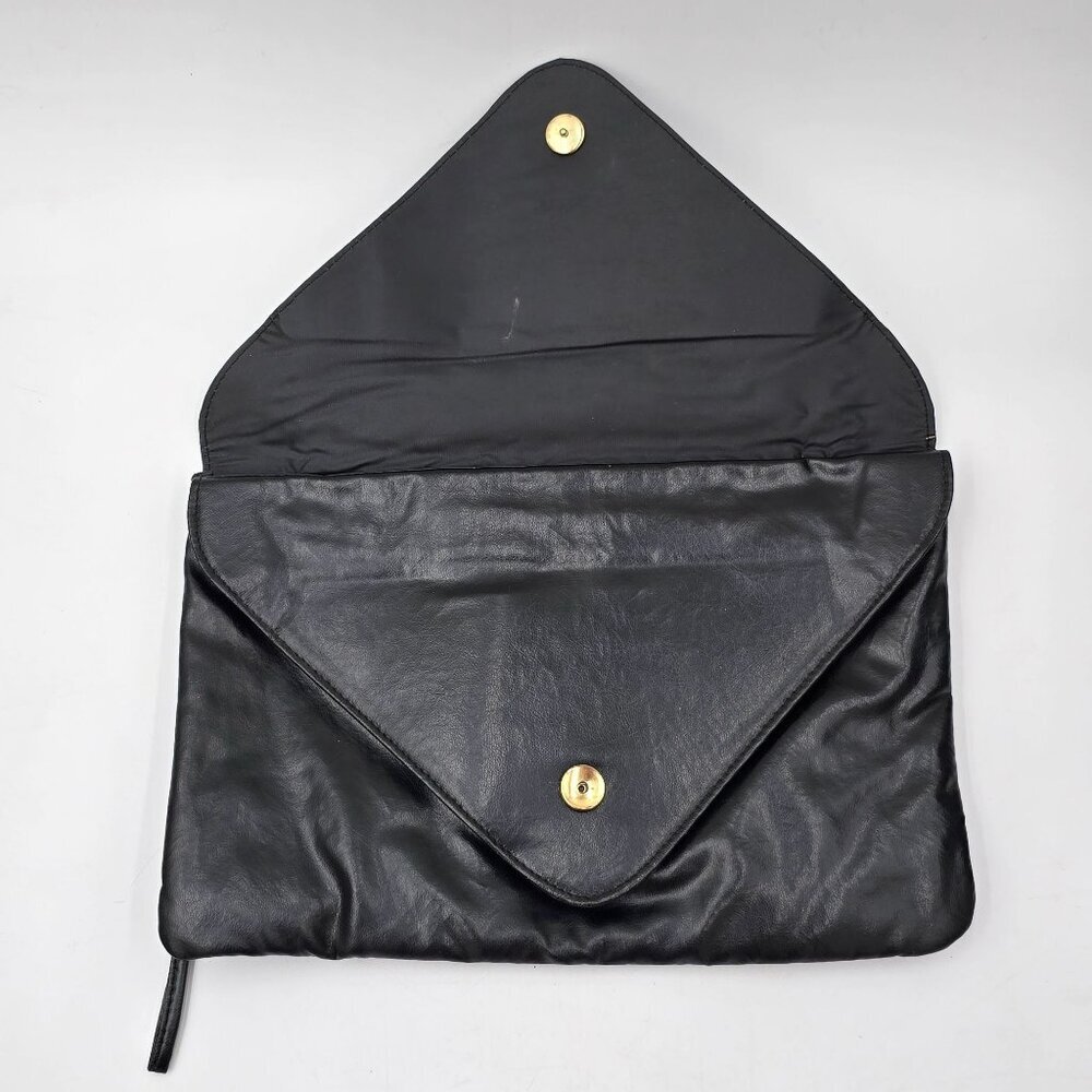 Vintage Pacific Connections Black Vegan Leather Clutch Bag w/ Bow Accent - Picture 3 of 11